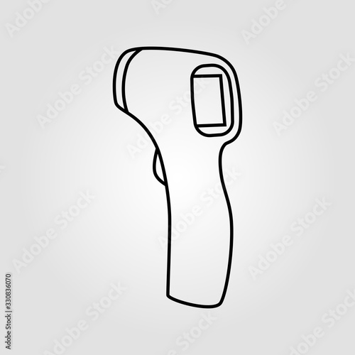 Contactless Infrared Thermometer icon in flat style isolated on gray background