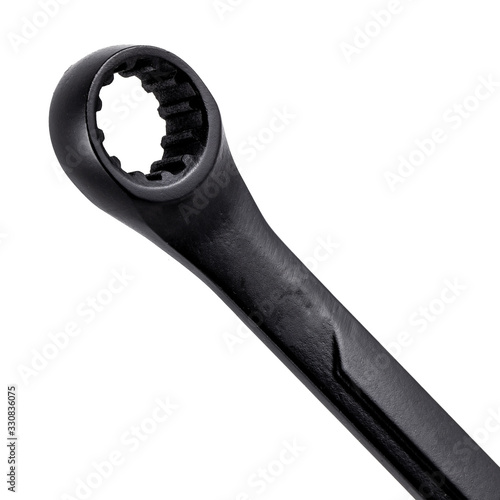 Wrench in detail isolated on white background, hand tool