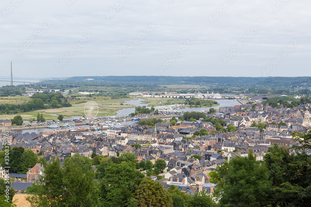 Honfleur, France. View of the city from the top of the hill
