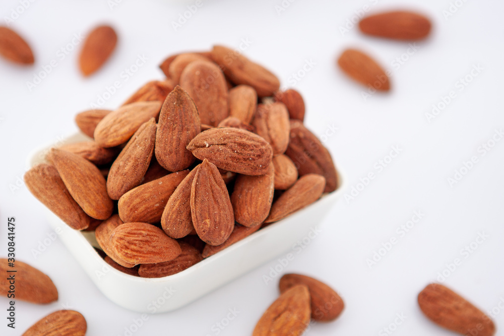 Group of almonds on white background Group of almonds on white background