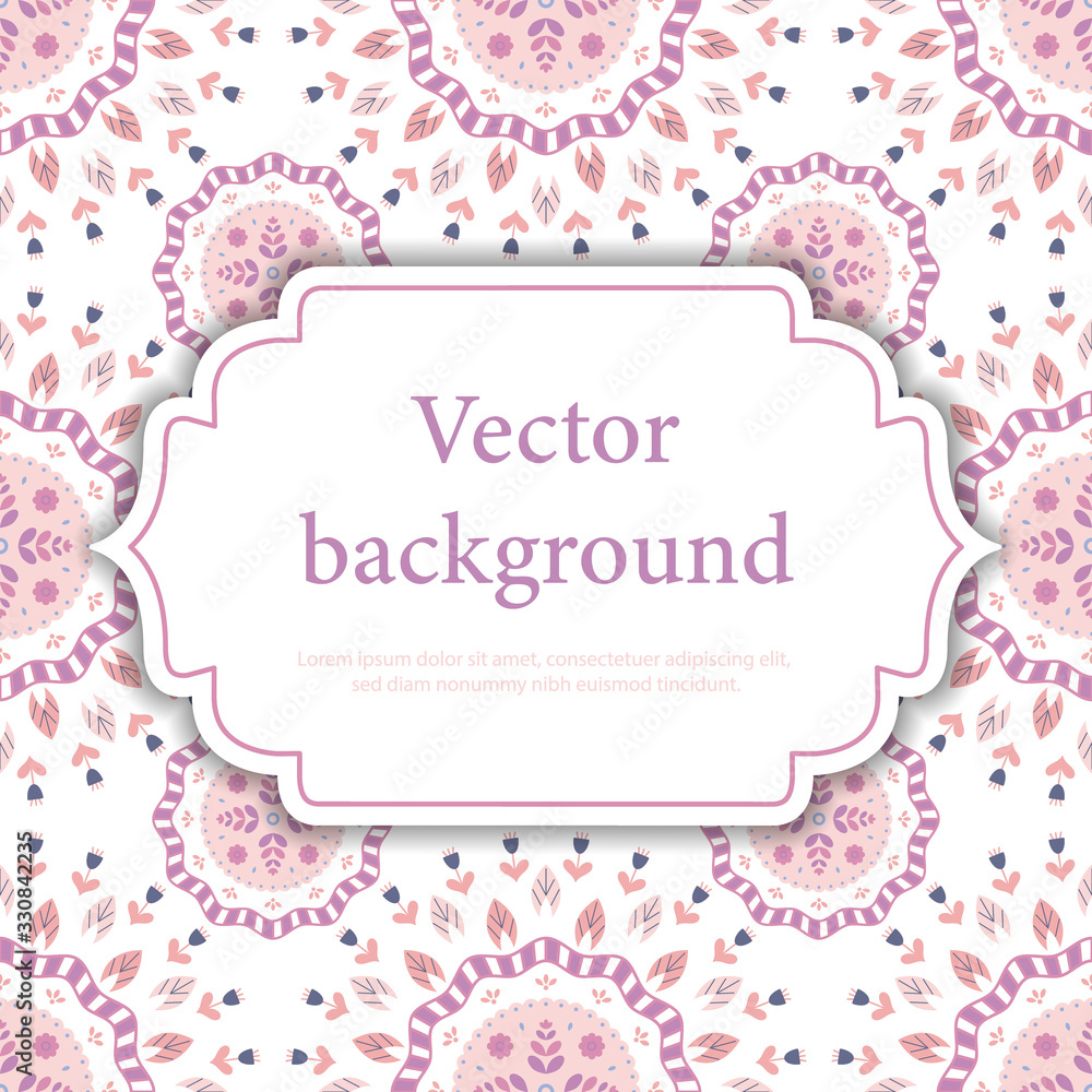 Cute floral background illustration with place for text. Ornament with flowers