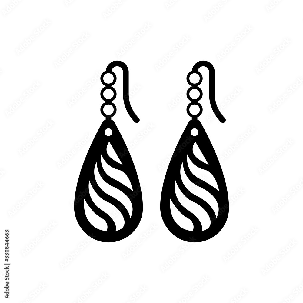 Earrings Vector Icon Glyph style illustration. Earrings Vector Icon Glyph style illustration.