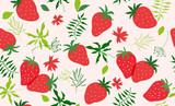 Seamless pattern with strawberry. Vector