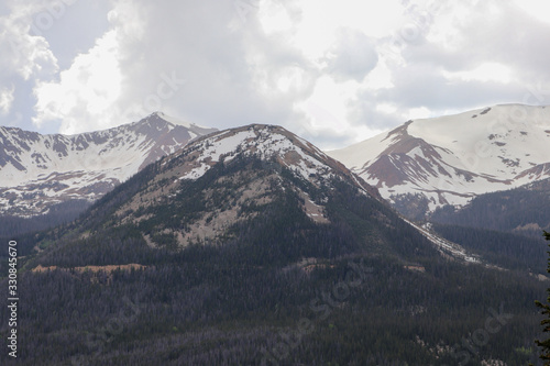 A view of the snow covered peaks in the Colorado mountains