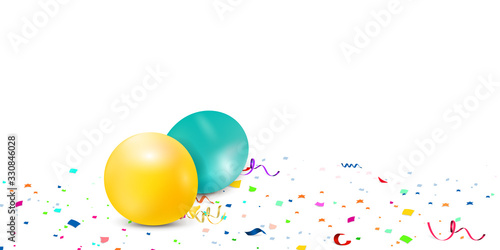Falling bright colorful confetti, ribbon, stars celebration, serpentine isolated on white background. confetti flying on the floor with balloons. New year, birthday, valentines day design element