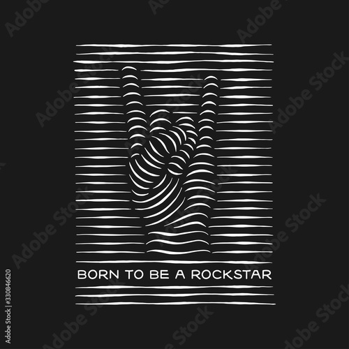 Born to be a rockstar rock gesture t-shirt design. Vector illustration.
