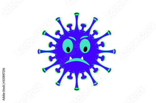 Vector illustration of an evil virus with bared teeth covid-19 of the new coronavirus 2019-nKoV. Coronavirus outbreak concept. coronavirus infection. viral cell microbe.
