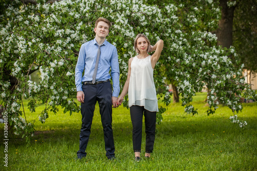 Young couple in spring park