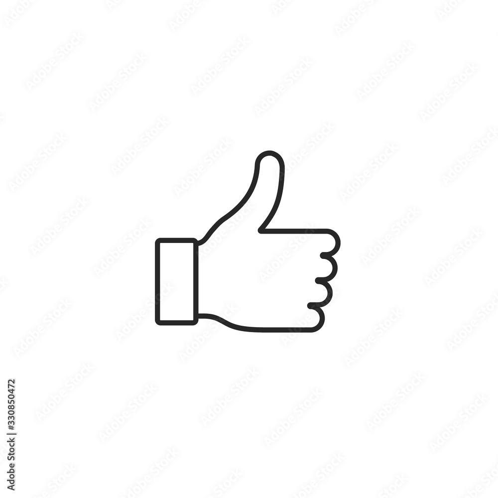 Like Icon line sign, Thumbs up in trendy flat style isolated on white background. Vector outline illustration Like Icon line sign, Thumbs up in trendy flat style isolated on white background. Vector outline illustration