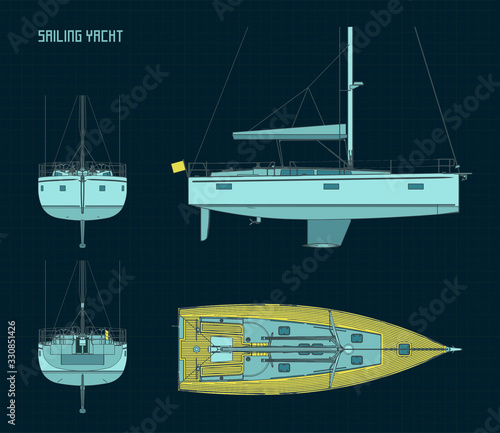 Sailing Yacht Color Blueprints