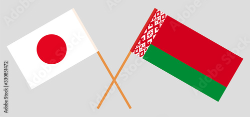 Crossed flags of Belarus and Japan