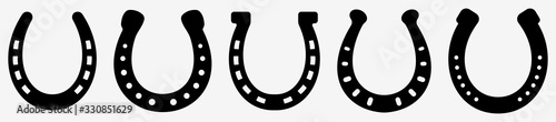 Photo Horseshoe icon set. Luck symbol. Vector