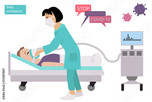 Lung ventilation. Quarantine, stop coronavirus epidemic design concept