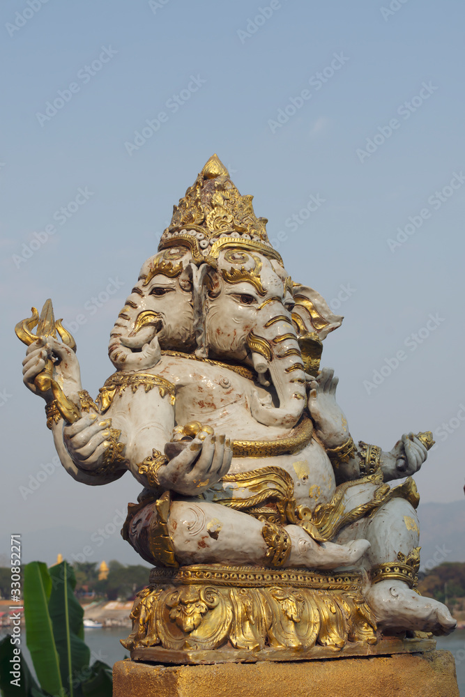 close up Ganesha with blue sky background