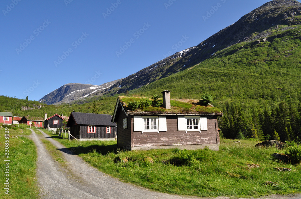 Old wooden houses in nature in the mountains - Norway Old wooden houses in nature in the mountains - Norway