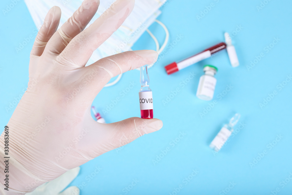 COVID-19 and laboratory sample of blood testing for diagnosis new Corona virus infection(novel corona virus disease 2019). Pandemic infectious concept COVID-19 and laboratory sample of blood testing for diagnosis new Corona virus infection(novel corona virus disease 2019). Pandemic infectious concept