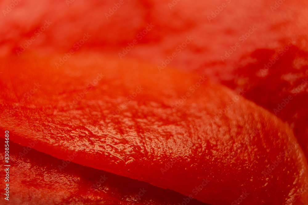 Pickled red ginger leaves. Macro photography Pickled red ginger leaves. Macro photography