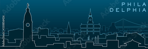 Philadelpia Multiple Lines Skyline and Landmarks