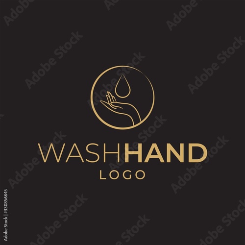 wash hand logo with authentic design concept for spa, skin care and health business