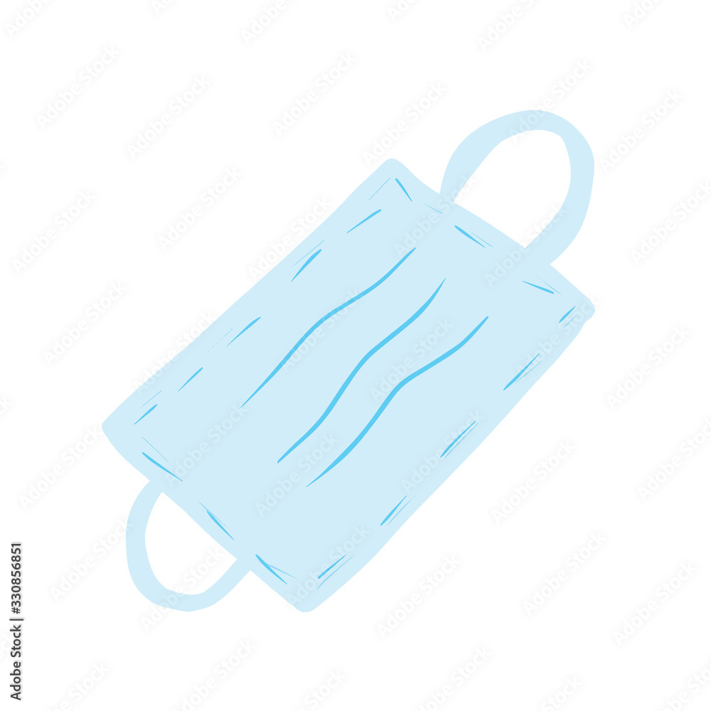 Blue medical one-off mask for protecting and prevention from infectious diseases. Vector single illustration Blue medical one-off mask for protecting and prevention from infectious diseases. Vector single illustration