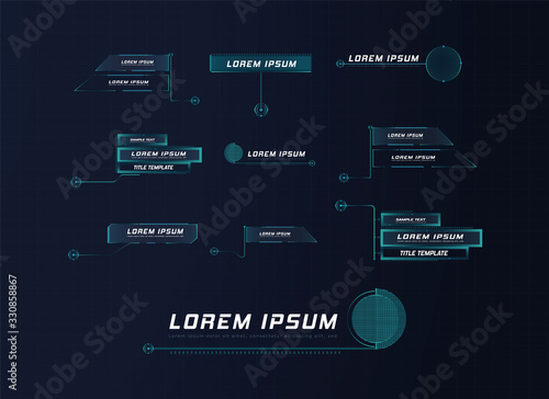Futuristic style leader callout HUD.  Modern digital templates applicable for frame layout.  Information calls and arrows.  Futuristic hud frame blue png. photo