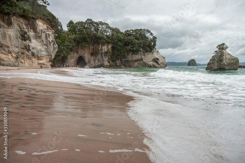 Scenic view of Cathedral Cove, New Zealand