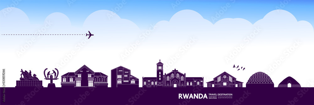 Naklejka premium Rwanda travel destination grand vector illustration. 