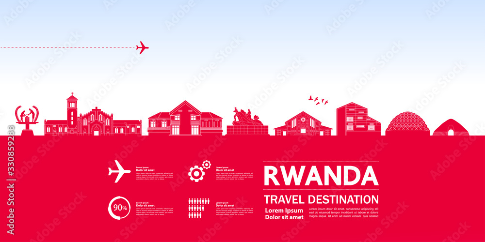 Rwanda travel destination grand vector illustration. 