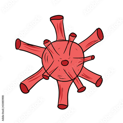 Red virus isolahted on white background. Simple vector illustration in cartoon style.