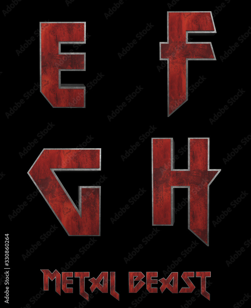 Obraz premium Metal Beast Alphabet - 3D Illustration