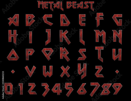Metal Beast Alphabet - 3D Illustration