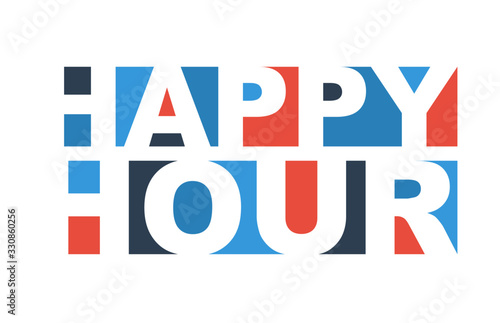 colorful vector illustration banner happy hour