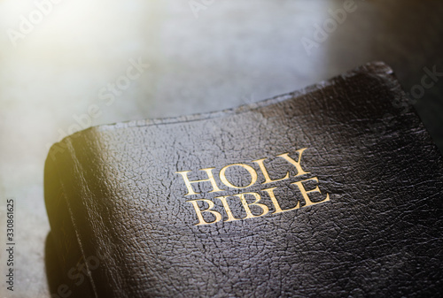 Holy Bible with light flare. photo