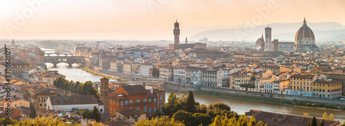 Florence panoramic aerial view  at sunset