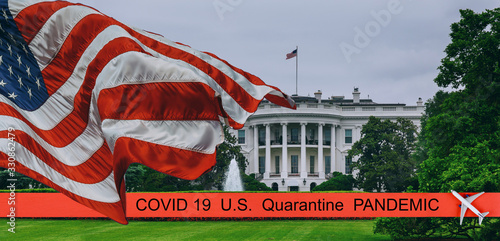 Fototapeta Pandemic canceled travel US quarantine covid-19 The White House - Washington DC United States