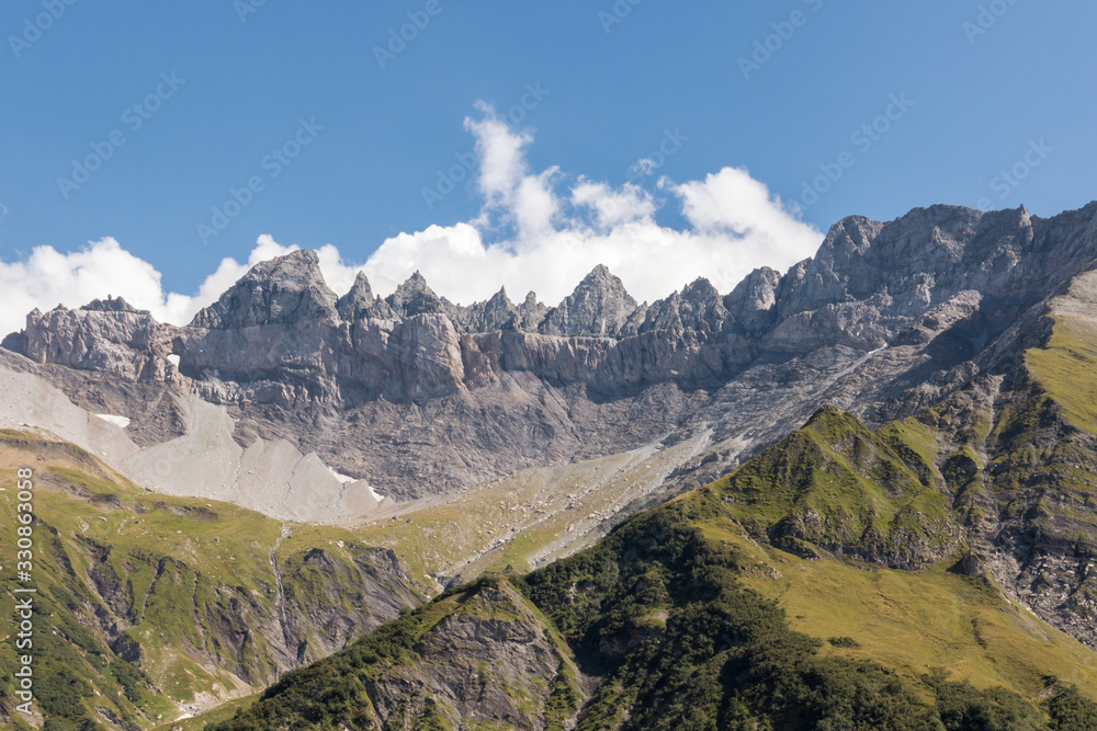Swiss tectonic arena Sardona with Glarus Thrust in Switzerland