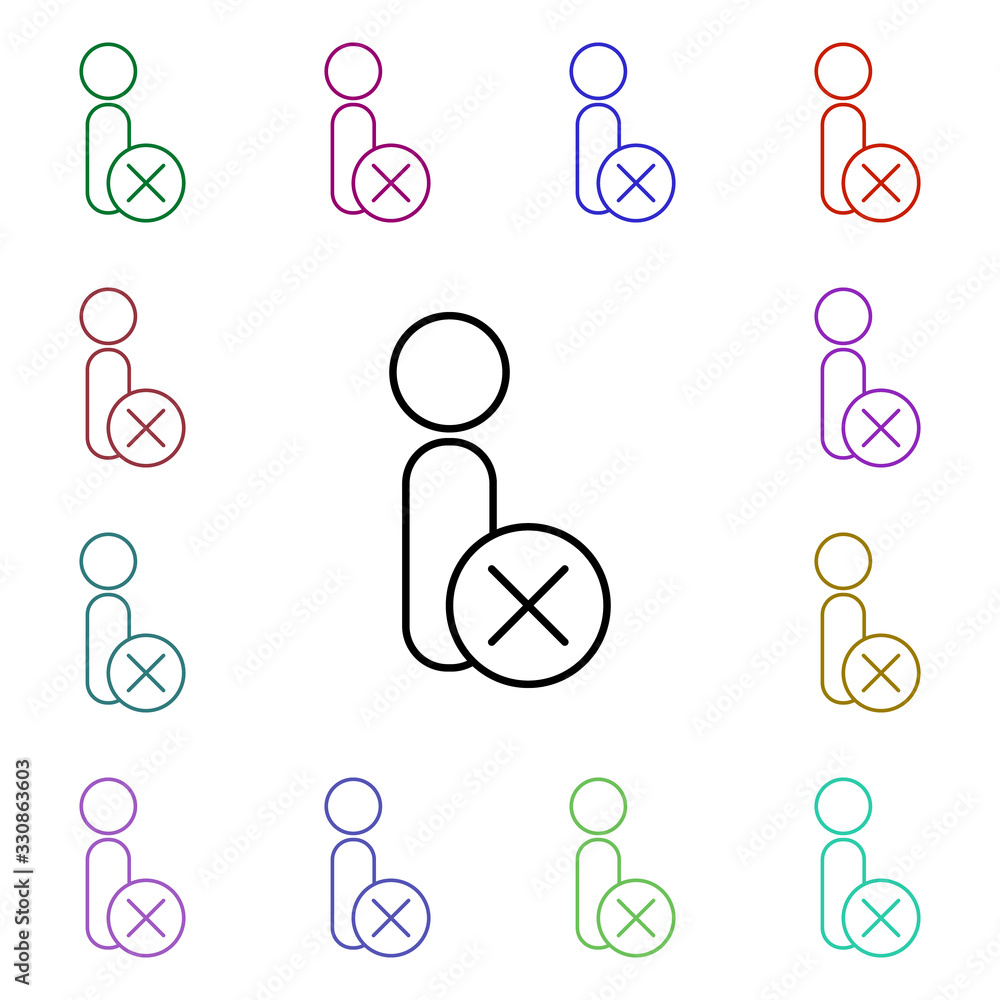 Reject a frame multi color style icon. Simple thin line, outline vector of conferencing icons for ui and ux, website or mobile application Reject a frame multi color style icon. Simple thin line, outline vector of conferencing icons for ui and ux, website or mobile application