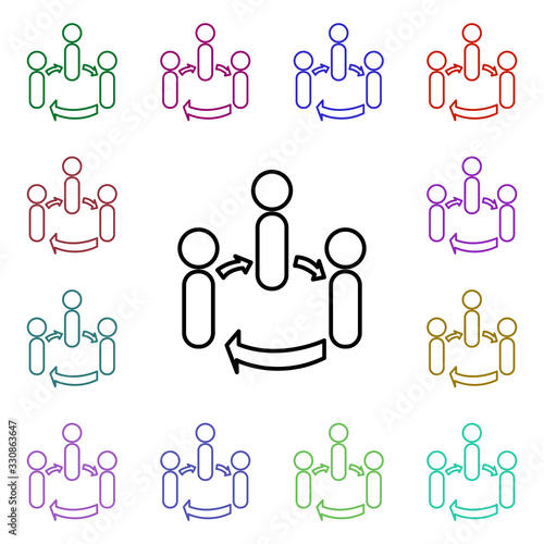 The relationship of employees multi color style icon. Simple thin line, outline vector of conferencing icons for ui and ux, website or mobile application