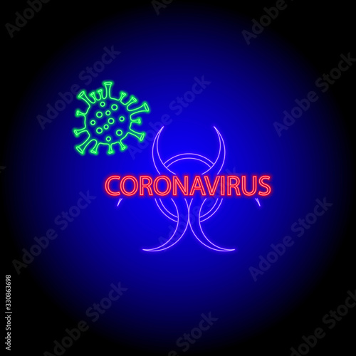 neon flat icon of medicine coronavirus bacterium  n-cov  microbiology