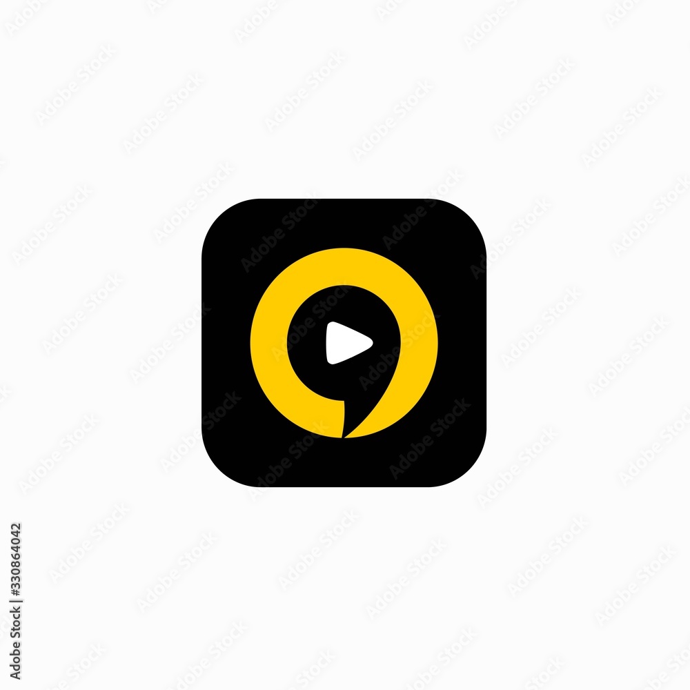 Play button logo with chat elements Play button logo with chat elements