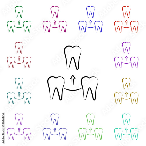 Dental veneers  dental treatment multi color style icon. Simple thin line  outline vector of dentist icons for ui and ux  website or mobile application