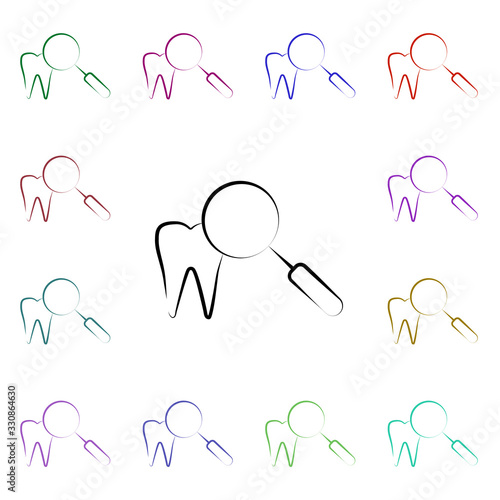 Dental veneers multi color style icon. Simple thin line, outline vector of dentist icons for ui and ux, website or mobile application