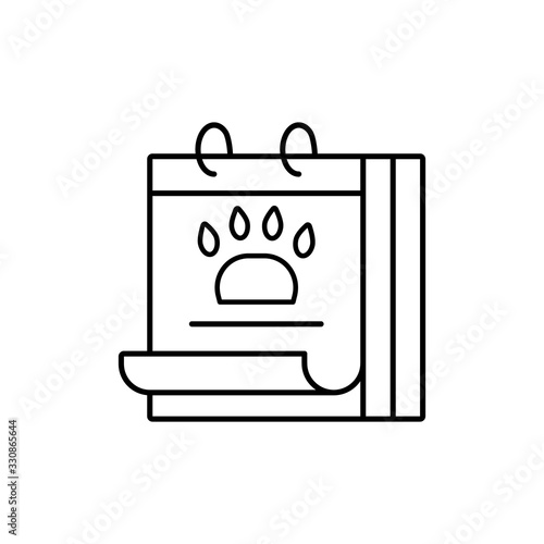 Paw, calendar icon. Simple line, outline vector elements of veterinary icons for ui and ux, website or mobile application