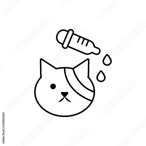 Cat, pipette icon. Simple line, outline vector elements of veterinary icons for ui and ux, website or mobile application
