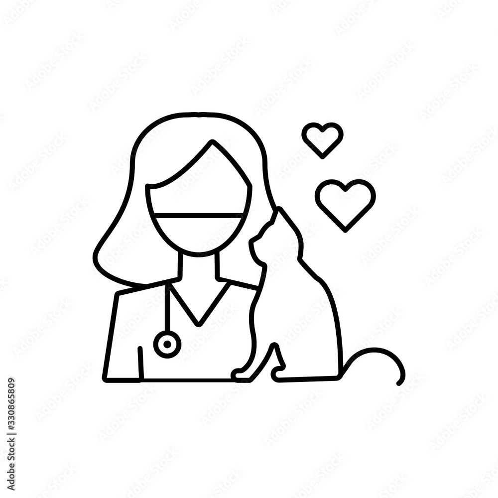 Obraz premium Doctor, cat, veterinary icon. Simple line, outline vector elements of veterinary icons for ui and ux, website or mobile application