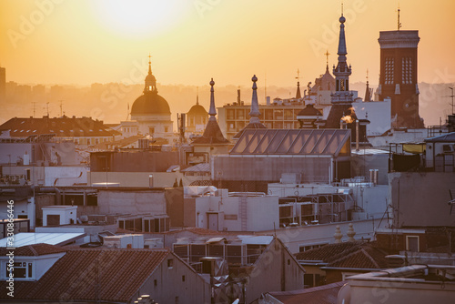 Madrid cityscape at sunset