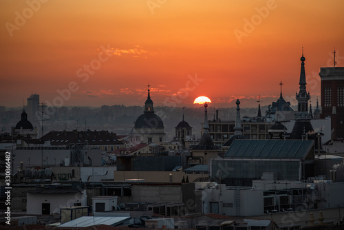 Madrid cityscape at sunset