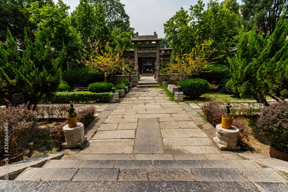Corridor between garden courtyards. Great Mosque of Xi'an at Xi'an old city, Shaanxi Province, China