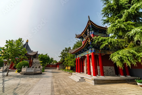 Central courtyard with small pagodas and temples at Guang Lama Temple (also Tibetan Guang Ren Si). Inside citadel area of Xi'an ancient city, Shaanxi Province, China photo