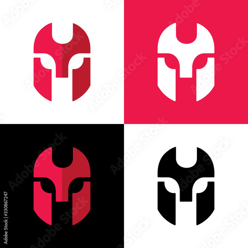 Warrior logo template, gladiator mask icon design, spartan symbol - Vector